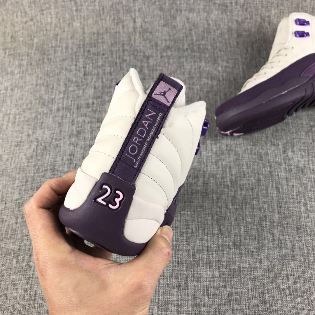 Jordan Air Jordan 12 Retro White and Deep Purple Sneakers