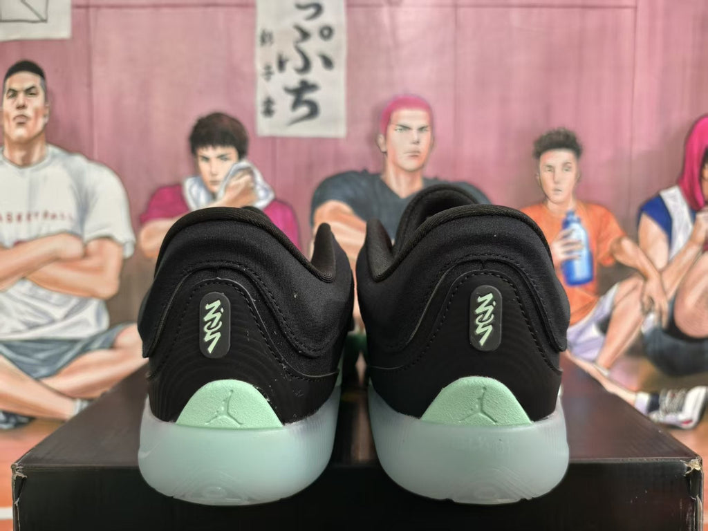 Jordan Black and Mint Green Basketball Sneakers