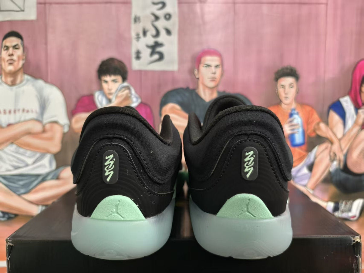 Jordan Black and Mint Green Basketball Sneakers