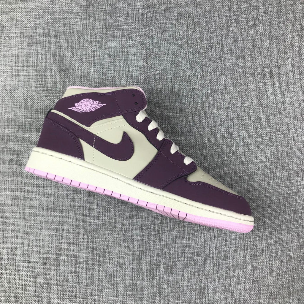 Jordan Air Jordan 1 Mid Kids' Sneakers White and Purple