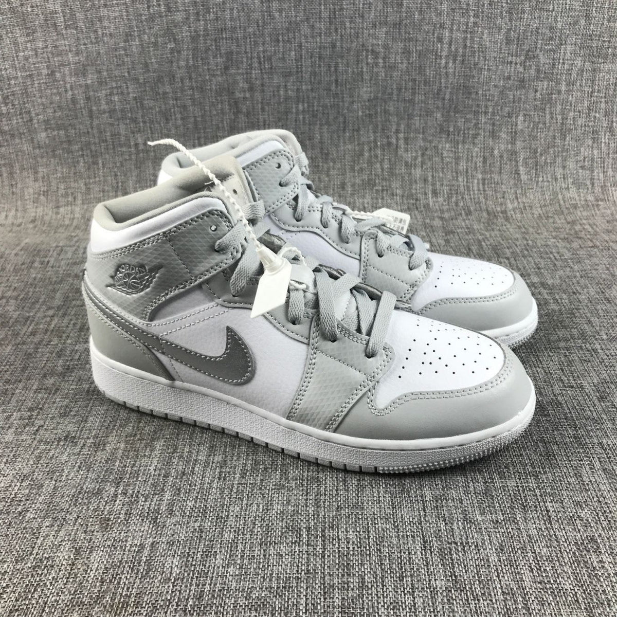 Jordan Air Jordan 1 Mid GS White Silver Sneakers