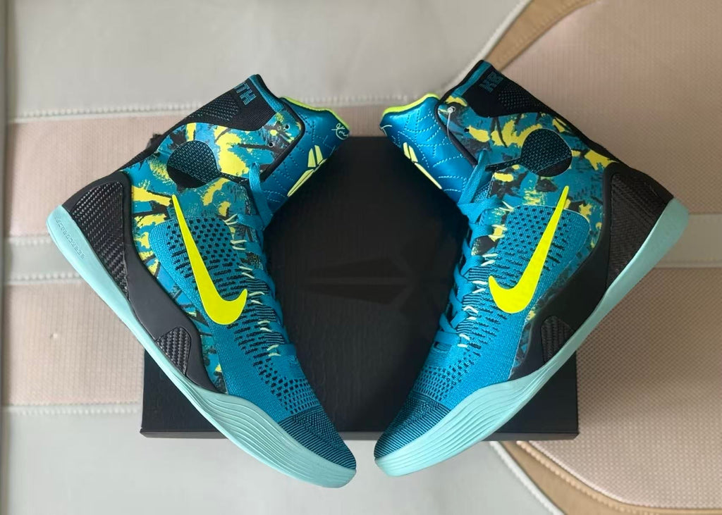 Nike Kobe 9 High Basketball Shoes Blue Yellow Picasso