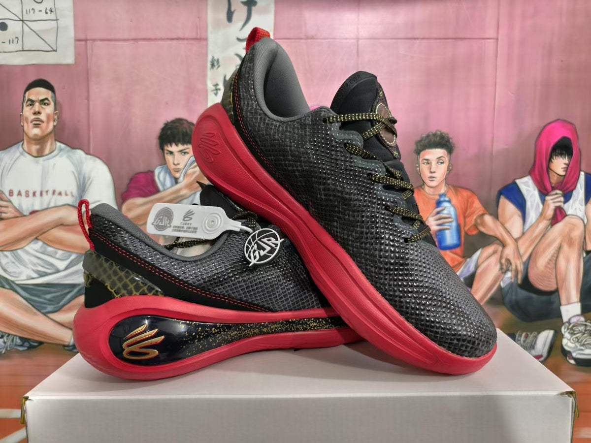 Curry Basketball Sneakers Black Red Snake Year Design