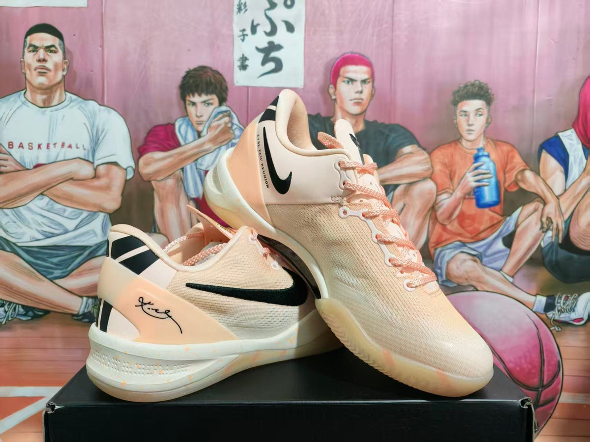 Nike Peach Pink Basketball Sneakers with Black Swoosh