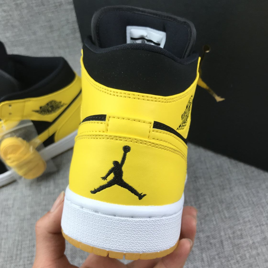 Jordan Air Jordan 1 Mid Black Yellow White Sneakers