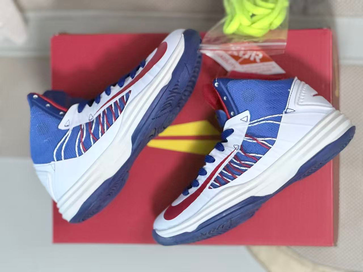 Nike HD2012 Kids High-Top Basketball Shoes White Blue Red