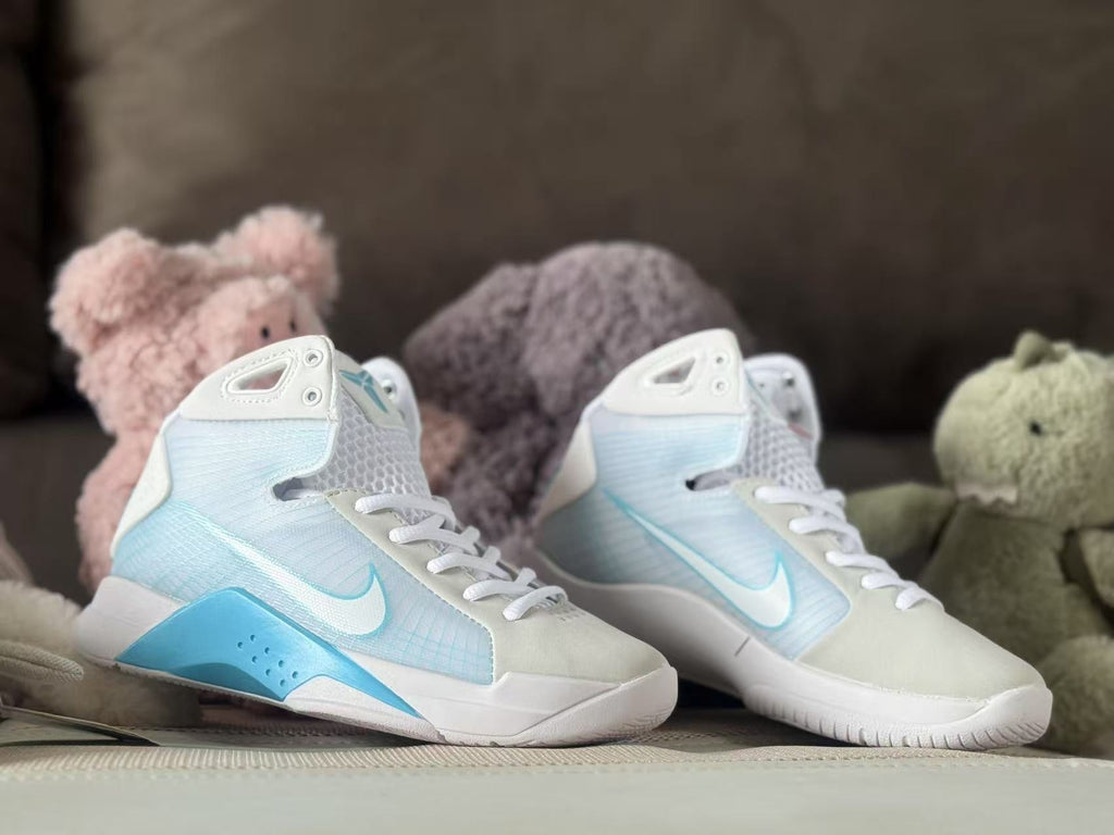 Nike HD2008 Kids High-Top Sneakers in White and Blue