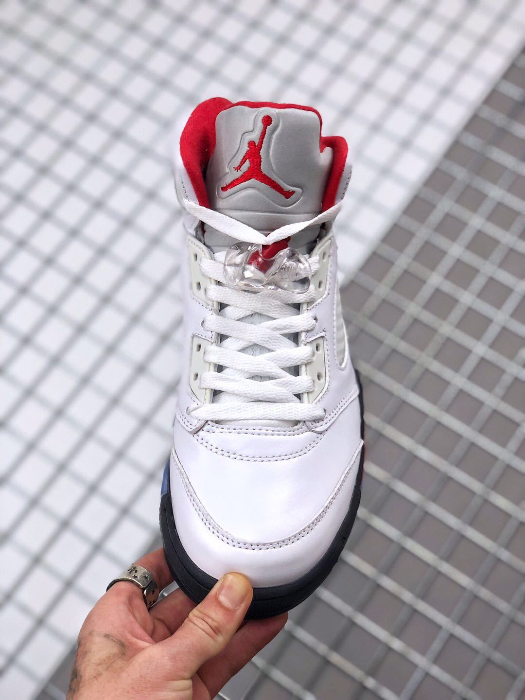Air Jordan 5 Fire Red White Black Red Sneakers
