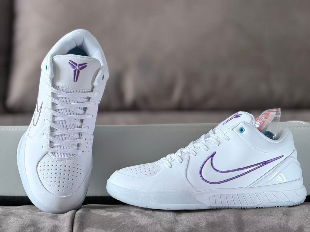 Nike Kobe 4 Low Basketball Shoes White Purple Charlotte