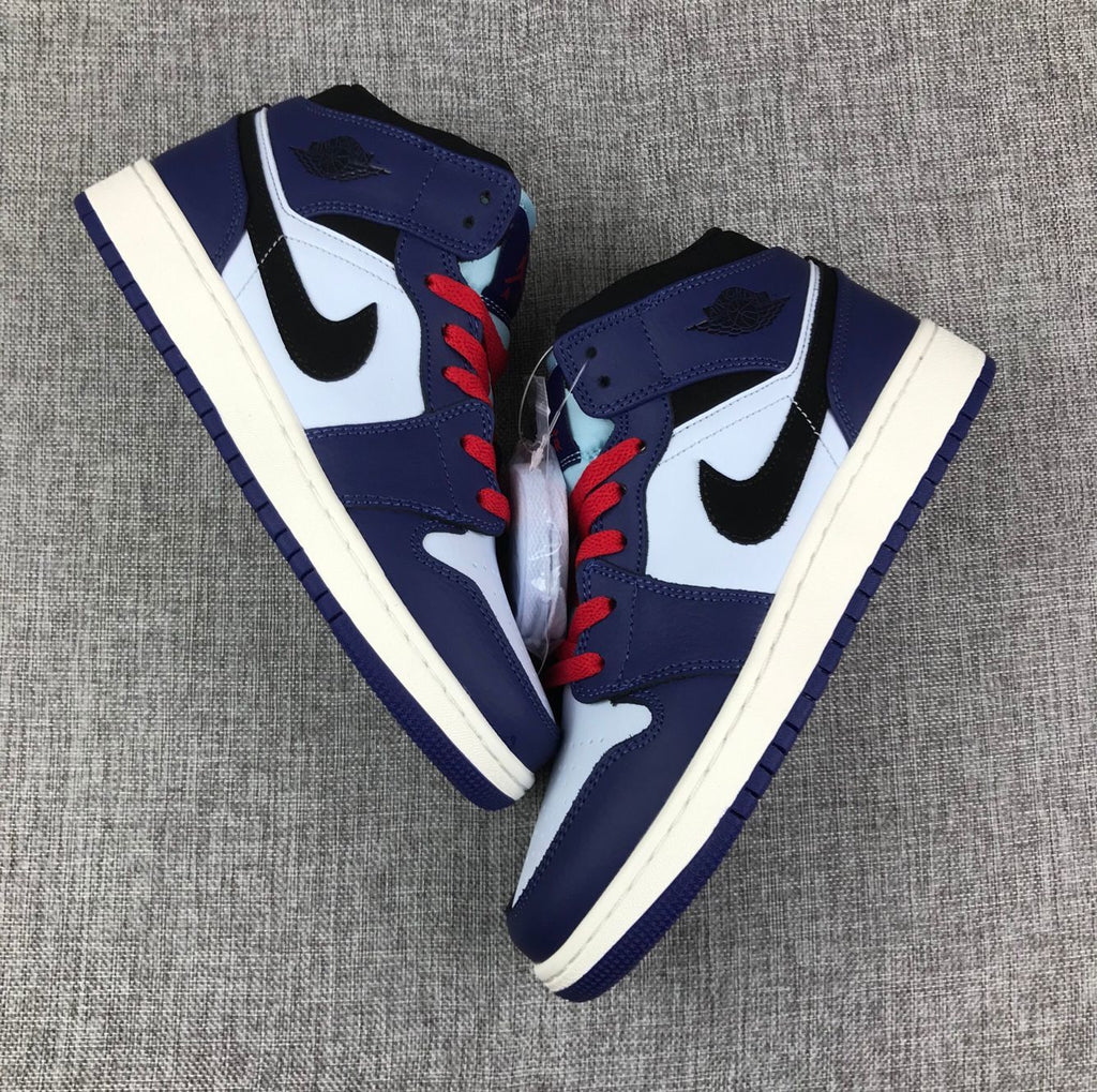 Jordan Air 1 Mid SE GS Sneakers White Black Purple