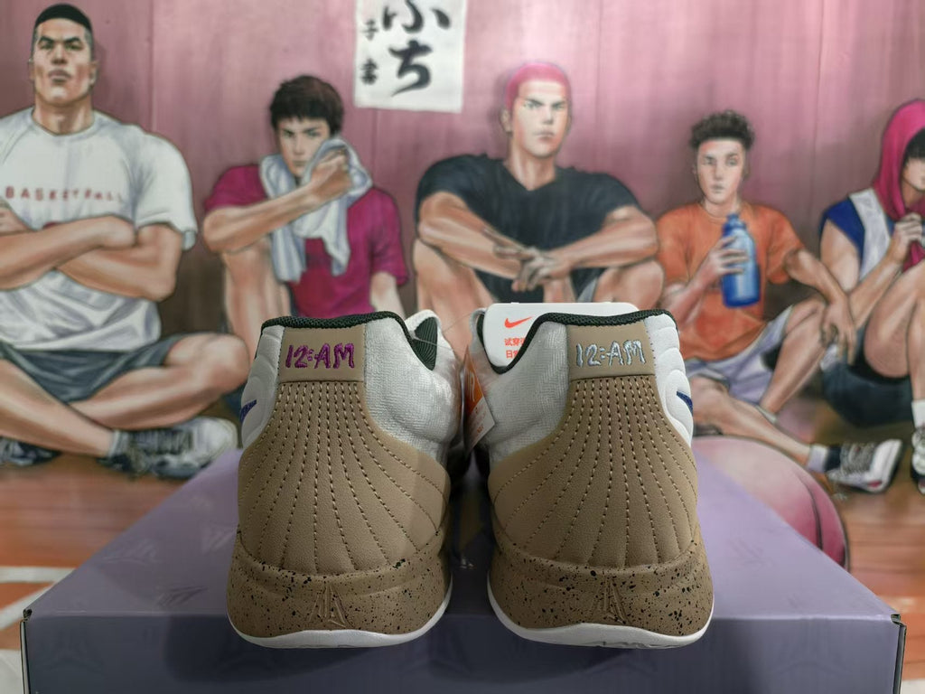 Nike 12·AM Basketball Sneakers White Blue Tan