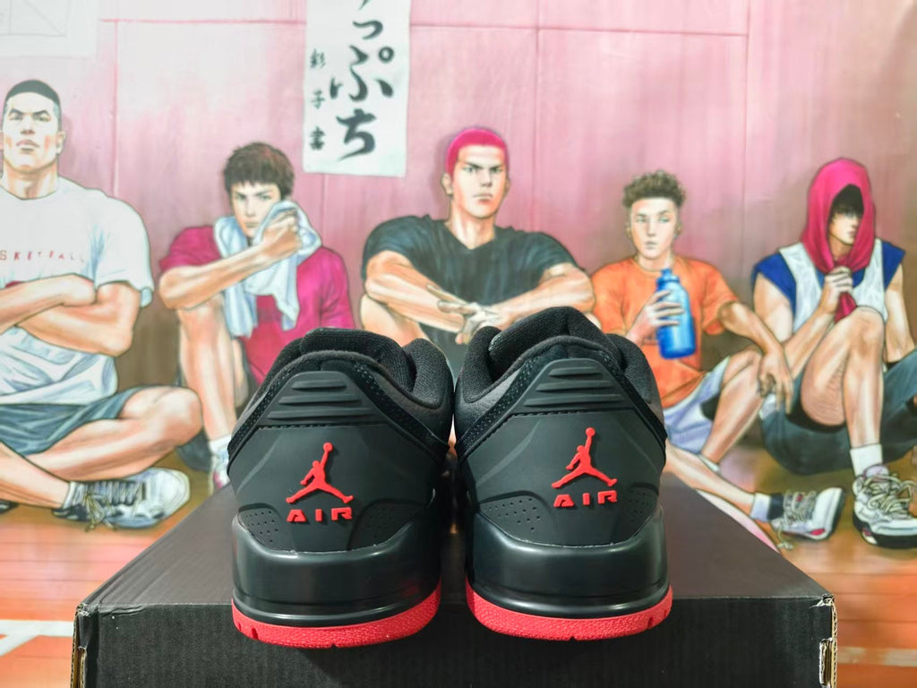 Jordan 3 Black and Red Low-Top Sneakers
