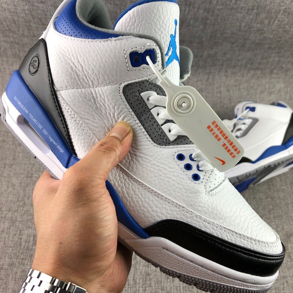 Fragment x Air Jordan 3 Sneakers White Blue Black CT8532-040