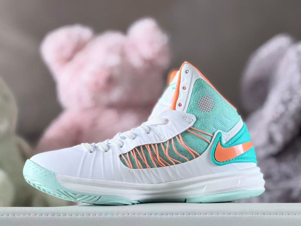 Nike Hyperdunk Kids High-Top Basketball Shoes, Mint and Coral
