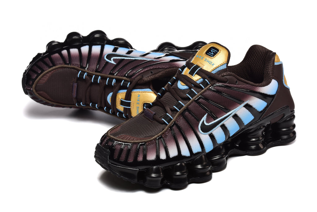 Nike Shox TL Sneakers in Brown, Blue and Gold
