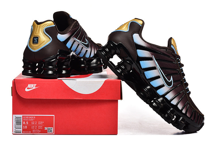 Nike Shox TL Sneakers in Brown, Blue and Gold