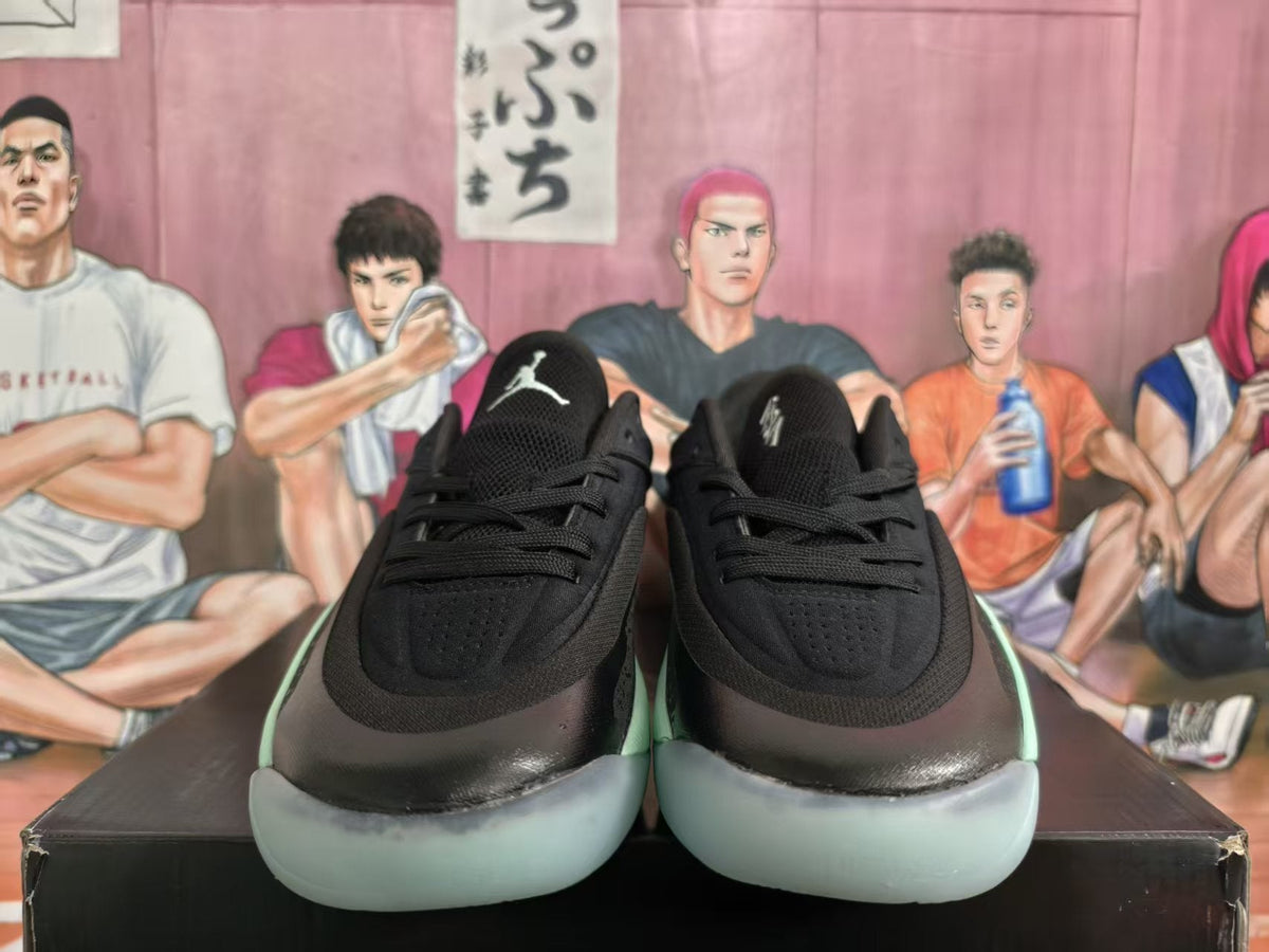 Jordan Black and Mint Green Basketball Sneakers