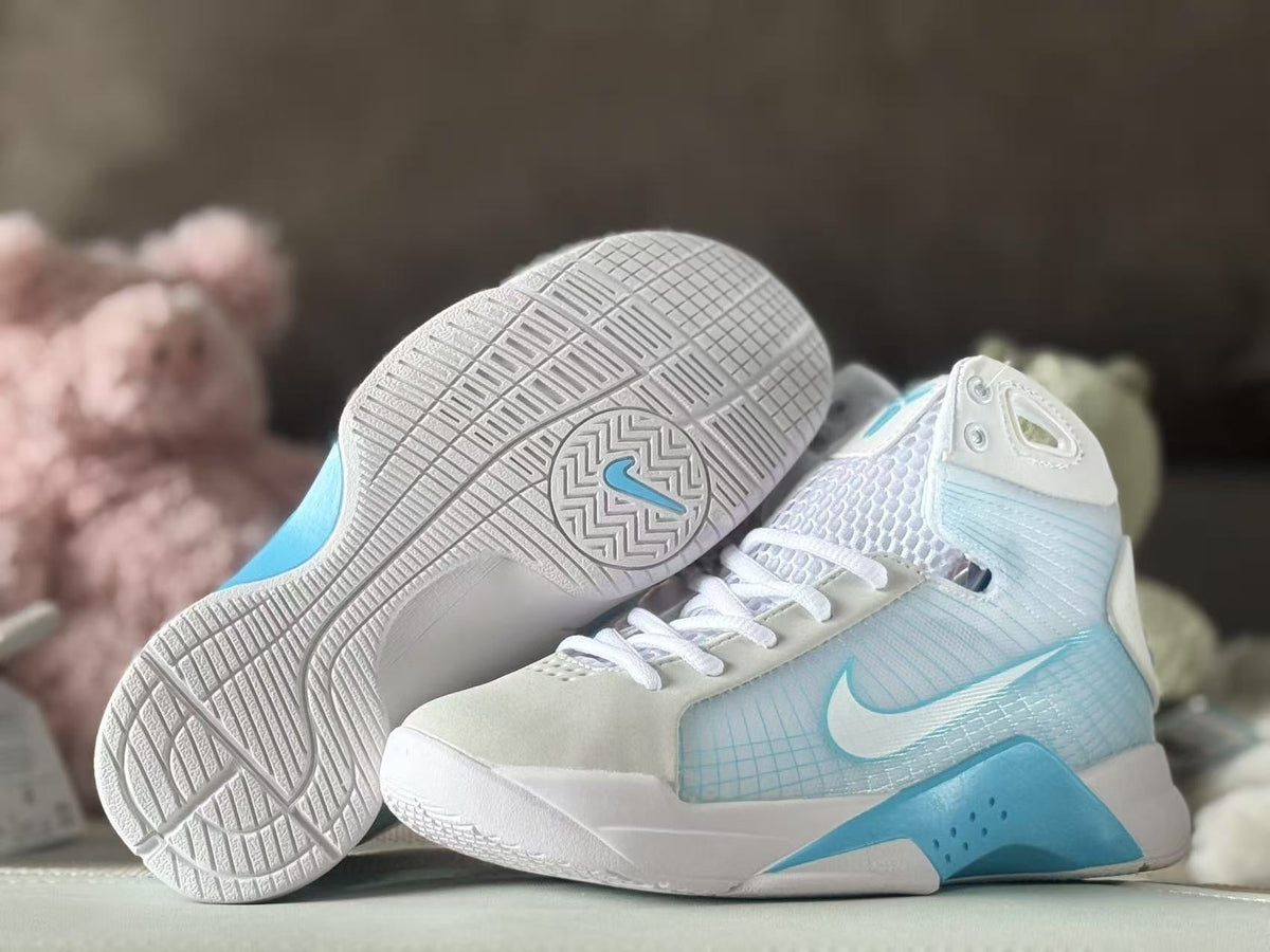 Nike HD2008 Kids High-Top Sneakers in White and Blue