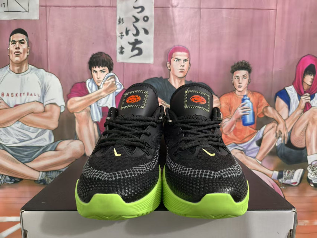 Nike Black and Green Basketball Sneakers