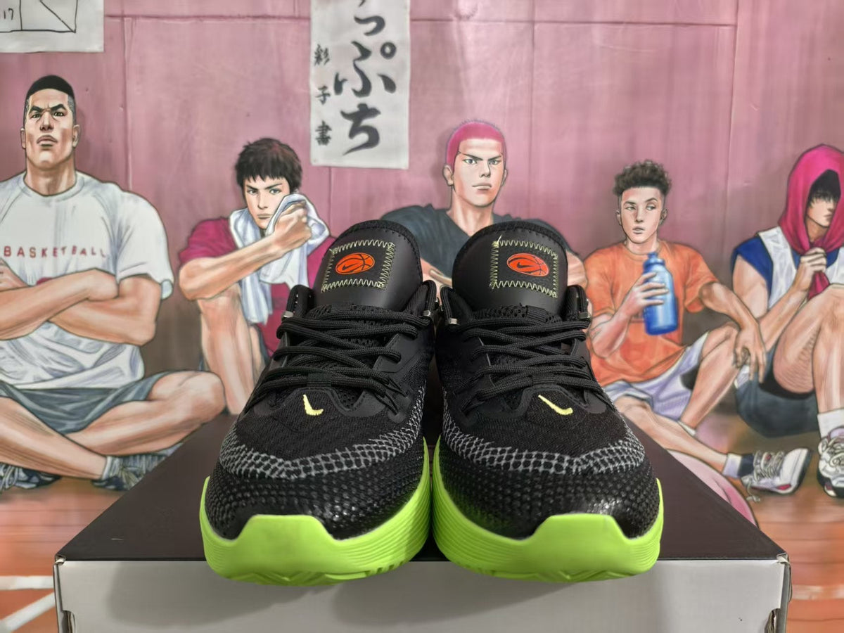 Nike Black and Green Basketball Sneakers