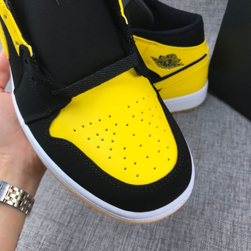 Jordan Air Jordan 1 Mid Black Yellow White Sneakers
