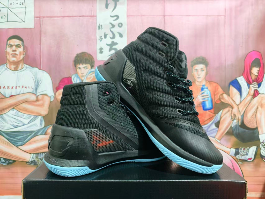 Under Armour Black and Blue High-Top Basketball Shoes