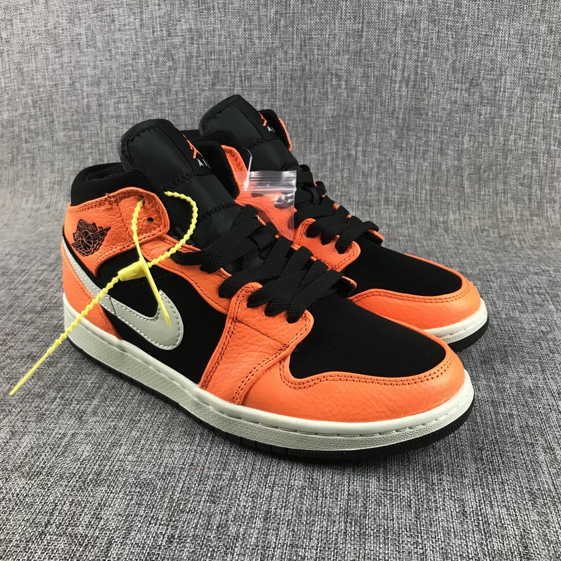 Jordan Air Jordan 1 Mid Orange Black Sneakers