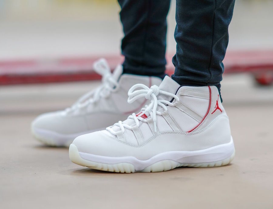 Jordan Air Jordan 11 Platinum Tint White Red Sneakers