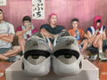 Gray and Green Basketball Sneakers