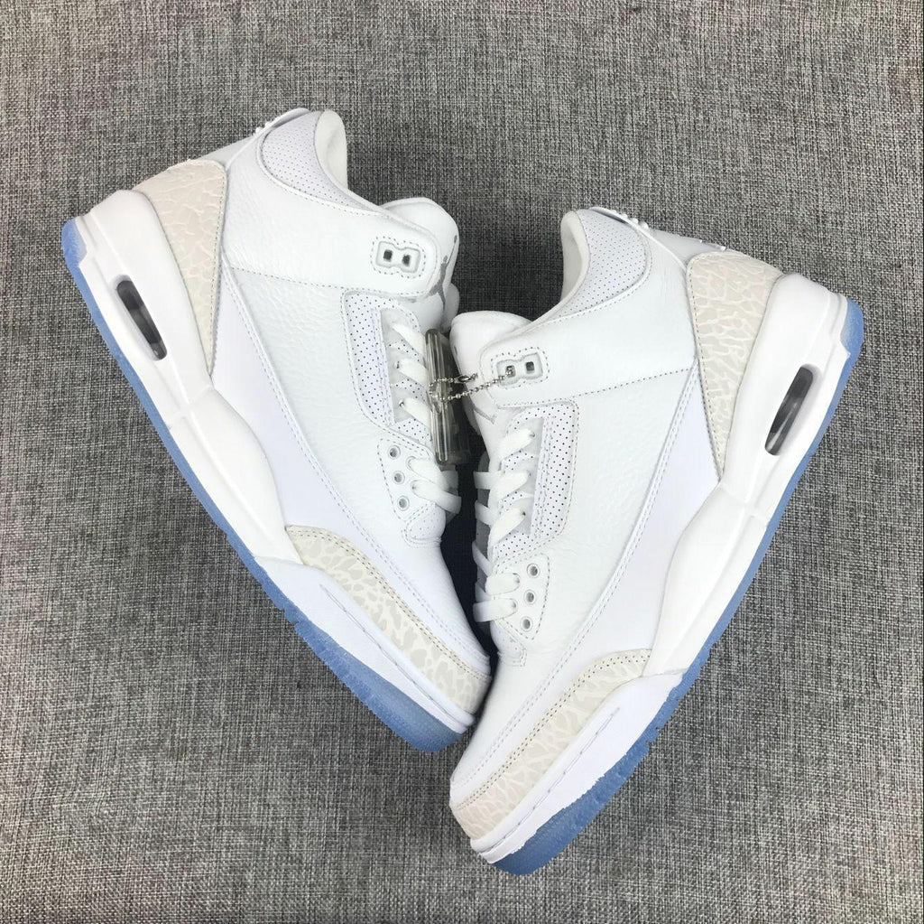 Jordan 3 White Cat Sneakers with Icy Blue Outsole