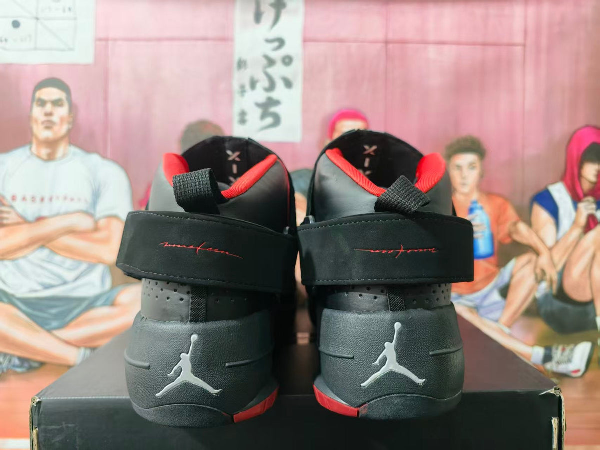 Jordan Black and Red High-Top Basketball Sneakers
