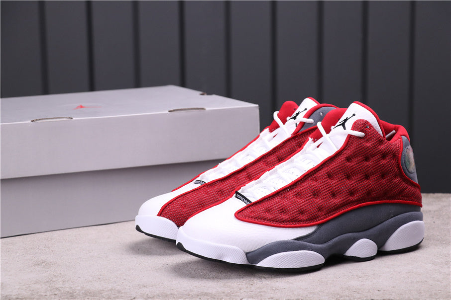 Air Jordan 13 Red Flint Sneakers - Red, Gray and White