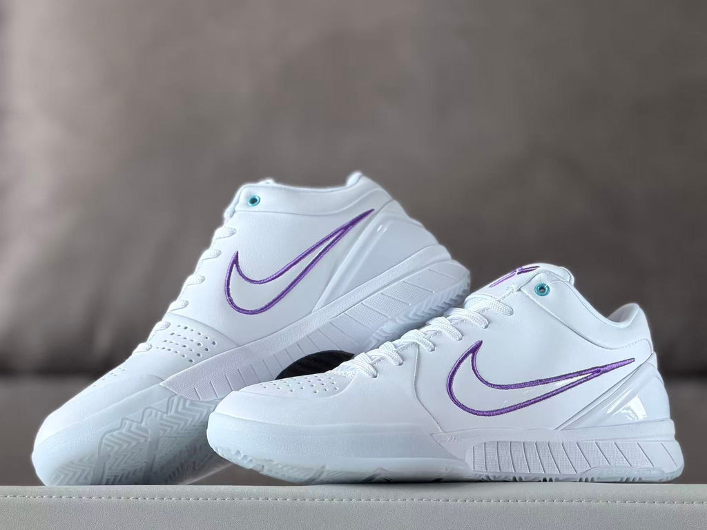 Nike Kobe 4 Low Basketball Shoes White Purple Charlotte
