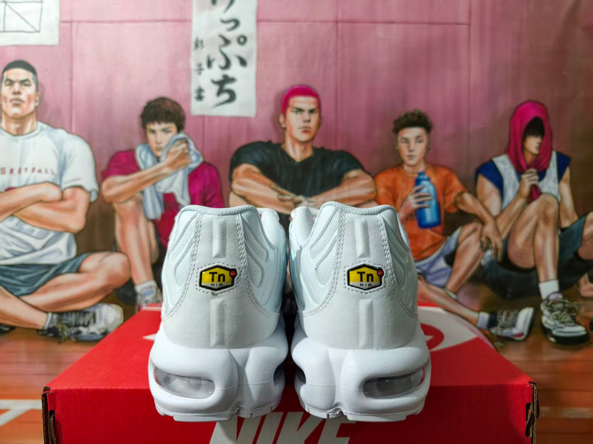 Nike Air Max Plus White and Red Sneakers