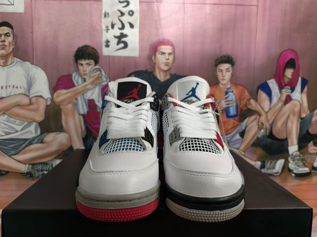 Nike Air Jordan 4 White Blue Red Sneakers