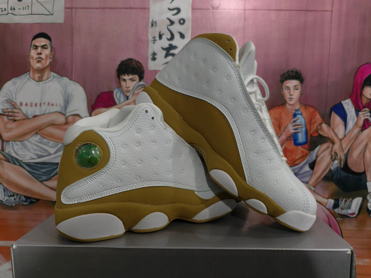 Jordan White and Wheat High-Top Basketball Sneakers