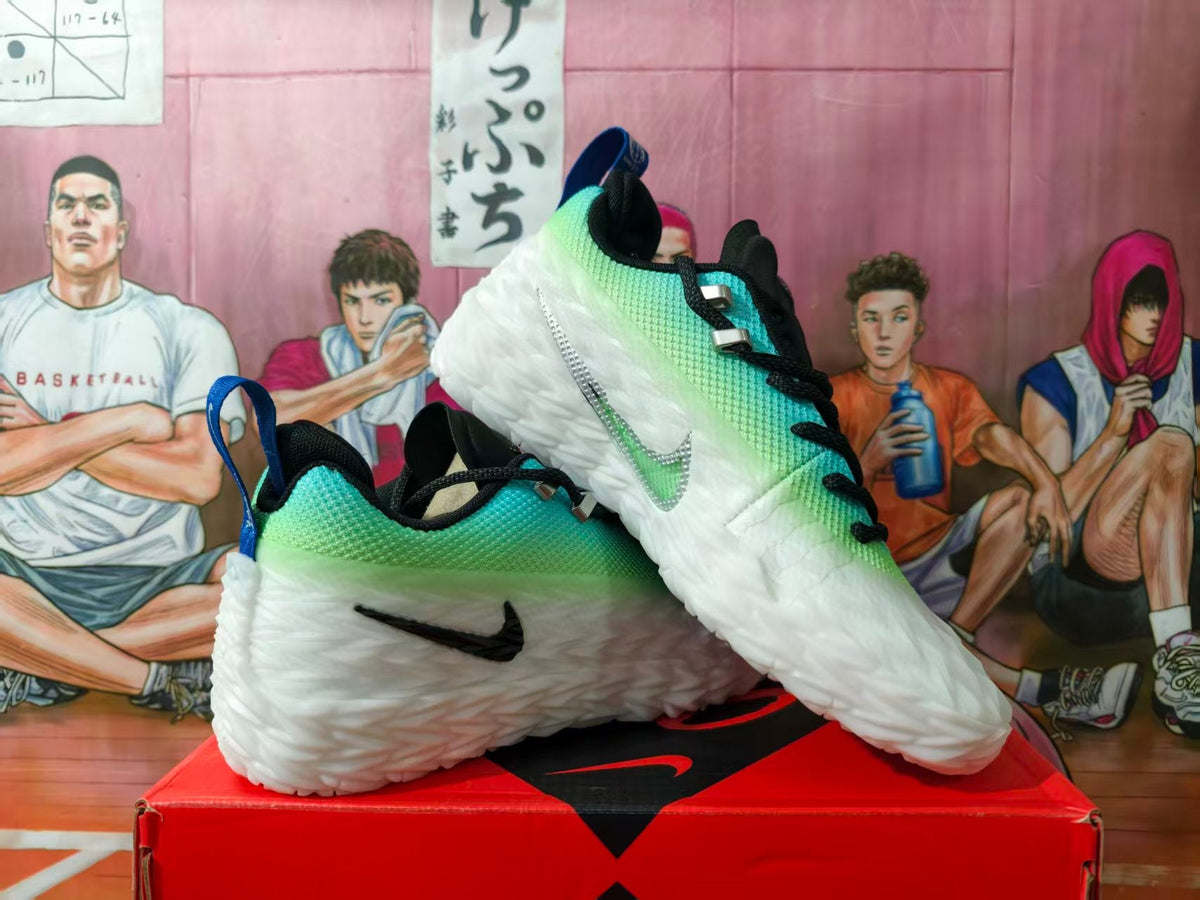 Nike Basketball Shoes in White, Green, and Blue